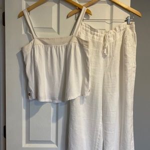 Women XL Cream/Off White Linen Set